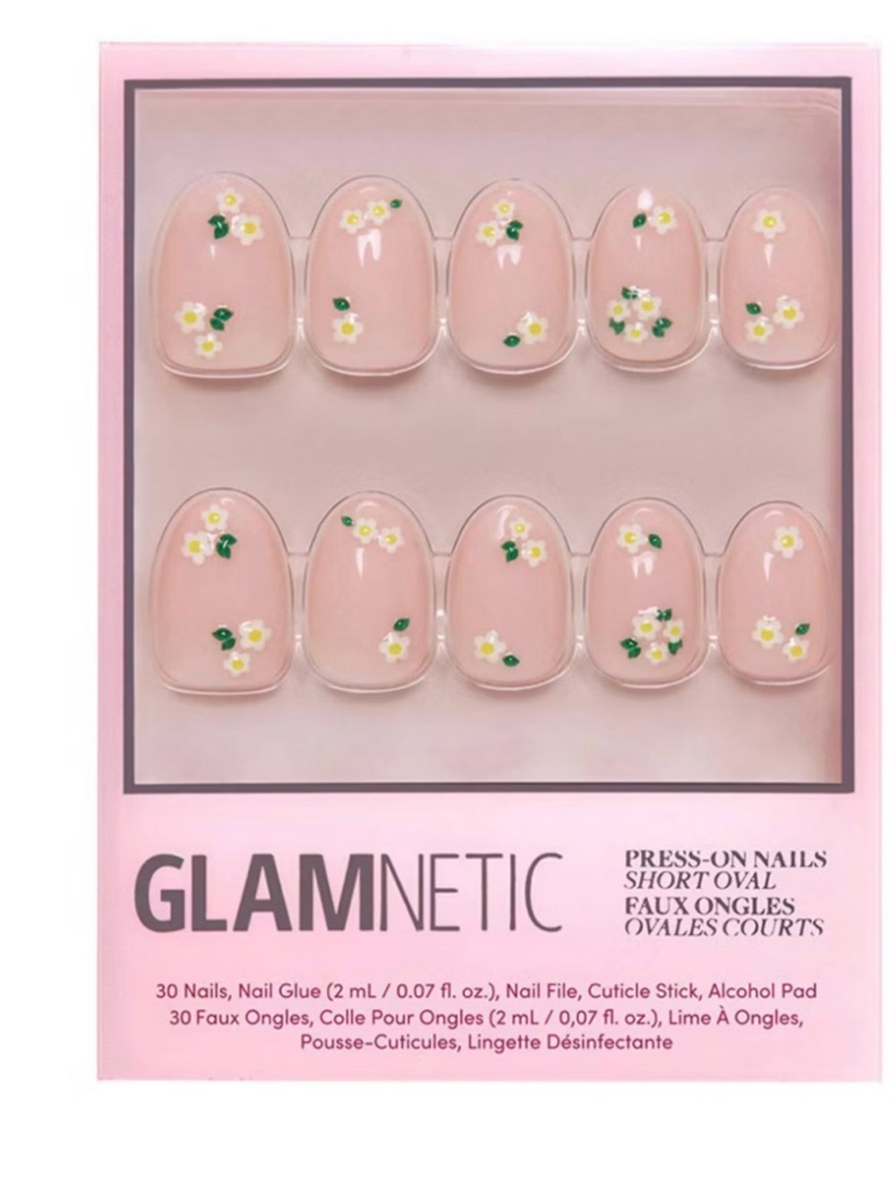 Glamnetic Press-On Nails — Pink Mini Daisy Design - unopened